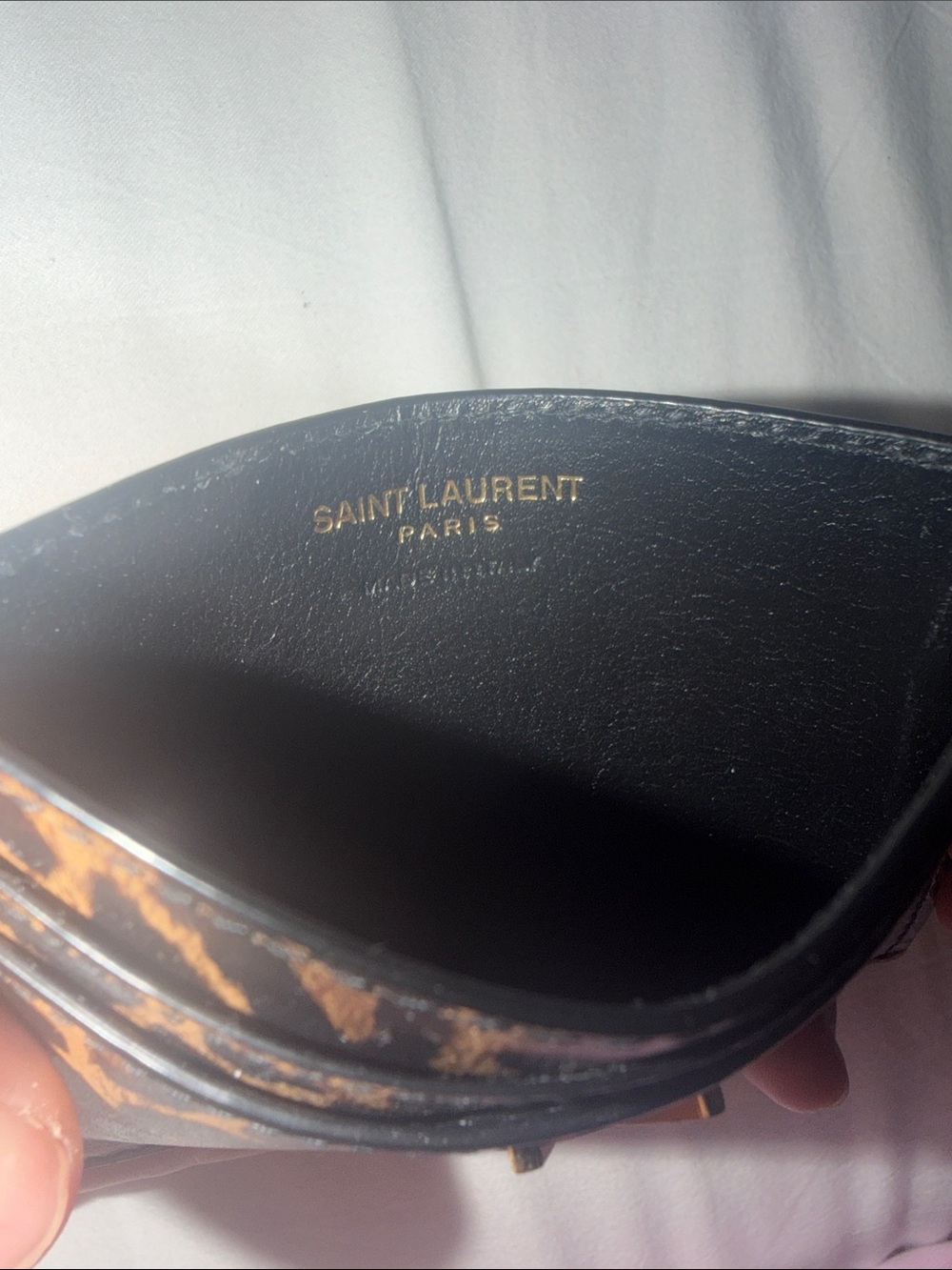 Saint Laurent Leopard-Print Card Holder with Gold YSL Monogram - Picture 4 of 4